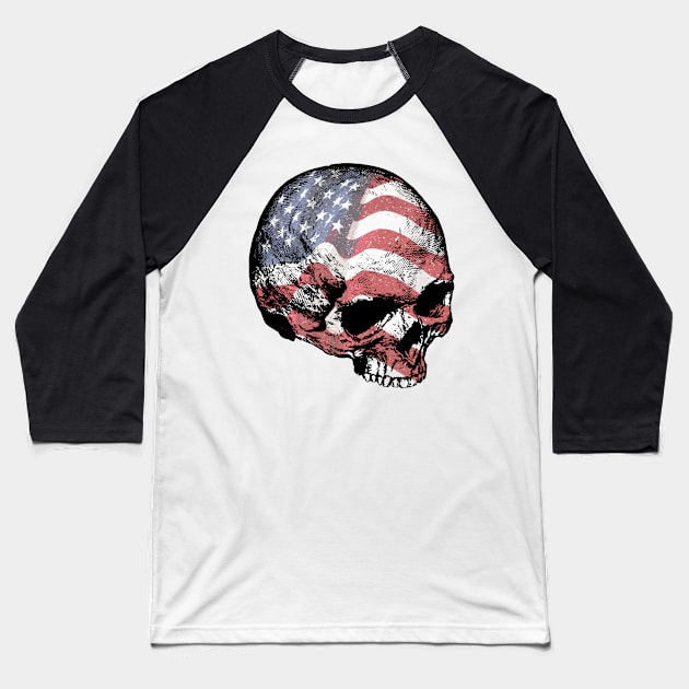 USA Skull Baseball T-Shirt by Toby Wilkinson